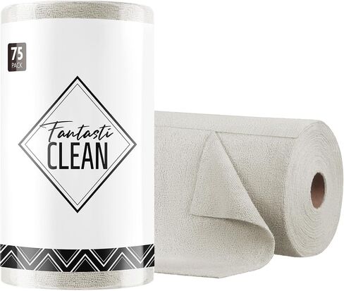 Fantasticlean Microfiber Cleaning Cloth Roll -75 Pack, Tear Away Microfiber Towels, 12" x 12", Reusable, Washable, Scratch Free, Ultra Absorbent Dish Rags for Car, Home, Garage or Shop (Dark Purple) in Kuwait