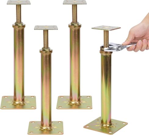 4 قطع من مقابس أرضية المنزل للتسوية والرفع، نطاق ارتفاع من 11.6 سم إلى 16.1 سم قابل للتعديل بوزن يصل إلى 8800 رطل، جاك رافعة أرضية بسعة قصوى للوزن، مقابس أرضية الطابق السفلي لتسوية المنزل in Kuwait