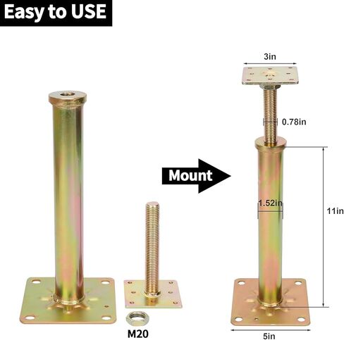 4 قطع من مقابس أرضية المنزل للتسوية والرفع، نطاق ارتفاع من 11.6 سم إلى 16.1 سم قابل للتعديل بوزن يصل إلى 8800 رطل، جاك رافعة أرضية بسعة قصوى للوزن، مقابس أرضية الطابق السفلي لتسوية المنزل in Kuwait