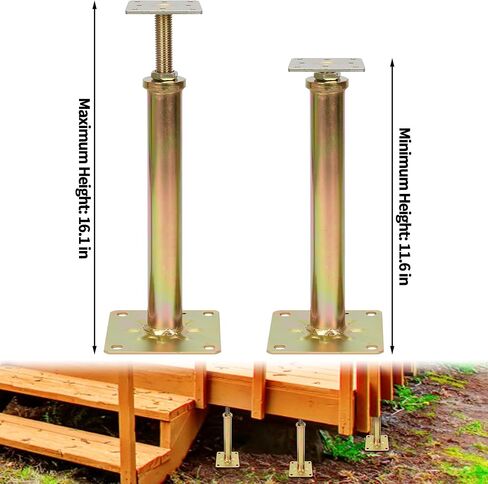 4 قطع من مقابس أرضية المنزل للتسوية والرفع، نطاق ارتفاع من 11.6 سم إلى 16.1 سم قابل للتعديل بوزن يصل إلى 8800 رطل، جاك رافعة أرضية بسعة قصوى للوزن، مقابس أرضية الطابق السفلي لتسوية المنزل in Kuwait