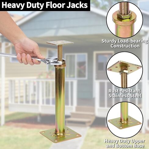 4 قطع من مقابس أرضية المنزل للتسوية والرفع، نطاق ارتفاع من 11.6 سم إلى 16.1 سم قابل للتعديل بوزن يصل إلى 8800 رطل، جاك رافعة أرضية بسعة قصوى للوزن، مقابس أرضية الطابق السفلي لتسوية المنزل in Kuwait