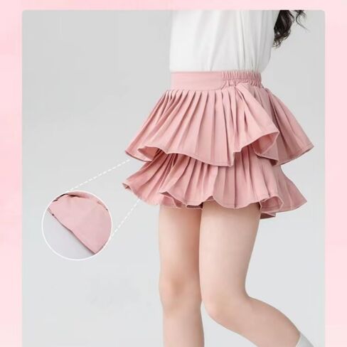 Zerf Girls White Black Mini Pleated Skirt Skort for Toddler Girls Summer Pink Ruffle Tutu Skirt with Shorts Underneath in Saudi Arabia