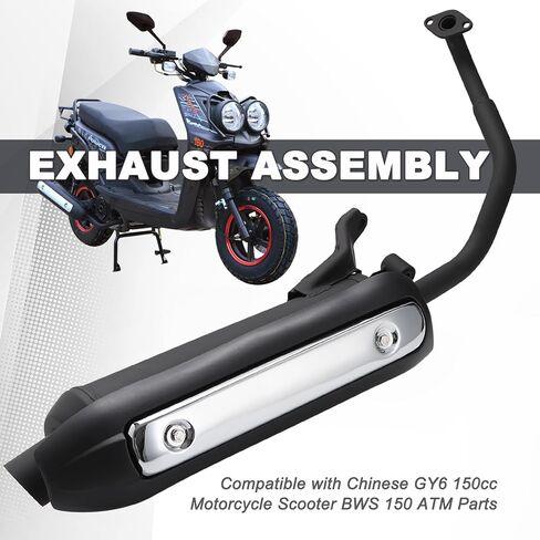 أنبوب ذيل رأس عادم كاتم الصوت من Minho لـ Gy6 125cc 150cc TaoTao Vitacci Spark Zoom 150 سكوتر محرك الغاز مثالي للدراجة البخارية Gator 150 f2 in Saudi Arabia