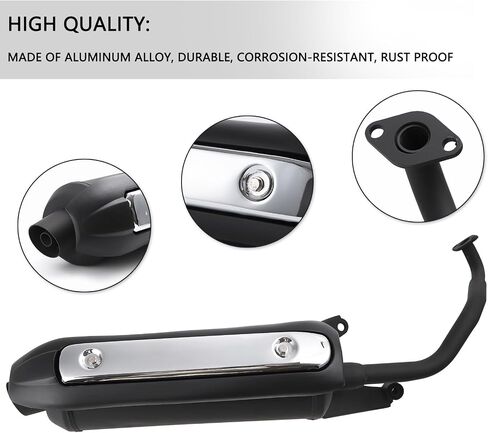 أنبوب ذيل رأس عادم كاتم الصوت من Minho لـ Gy6 125cc 150cc TaoTao Vitacci Spark Zoom 150 سكوتر محرك الغاز مثالي للدراجة البخارية Gator 150 f2 in Saudi Arabia