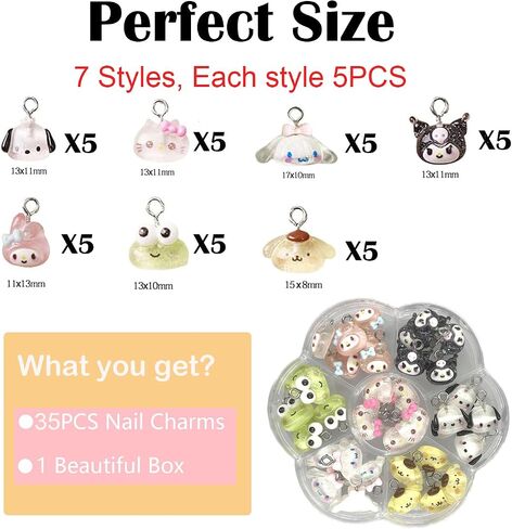 35PCS Kawaii الكرتون الحيوان سحر قلادة لطيف سحر DIY المعلقات لصنع المجوهرات قلادة أقراط سلاسل المفاتيح سوار، أنماط متعددة (35) in Saudi Arabia