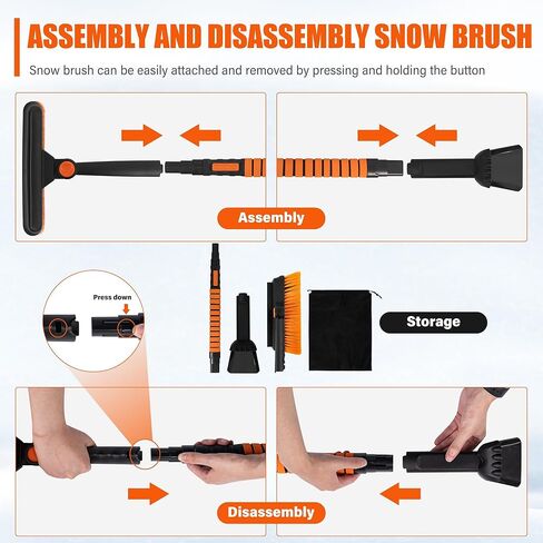 31" Ice Scrapers for Car Windshield, 3-in-1 Extendable from 31" to 40" Snow Brush with Squeegee, Snow Scraper with 180° Pivoting Brush Head and Foam Grip for Car Windshield, Truck, SUV in Saudi Arabia