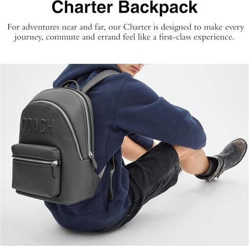 COACH Men's Charter Backpack, Charcoal, Standard in Saudi Arabia