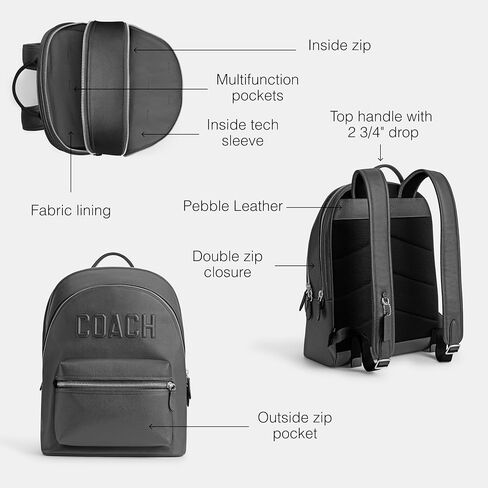 COACH Men's Charter Backpack, Charcoal, Standard in Saudi Arabia
