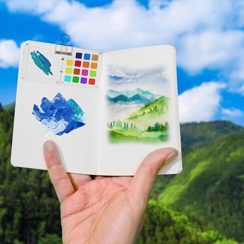 لوحة ألوان مائية صغيرة، لوحات كراسة الرسم المحمولة، 15 شبكة، لوحة طلاء صغيرة للسفر، 15 لونًا من الأكريليك، صندوق لوحة أكريليك، حافظة طلاء أكريليك مع مشبك، علبة طلاء للسفر للرسم in Saudi Arabia
