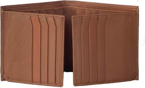 RFID Security Genuine Cow leather Dual Credit Card ID Flap Bifold Mens Wallet in Saudi Arabia