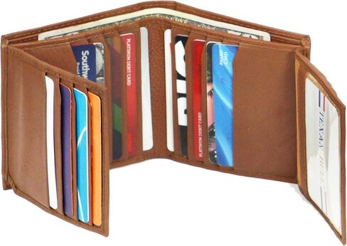 RFID Security Genuine Cow leather Dual Credit Card ID Flap Bifold Mens Wallet in Saudi Arabia