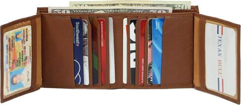 RFID Security Genuine Cow leather Dual Credit Card ID Flap Bifold Mens Wallet in Saudi Arabia