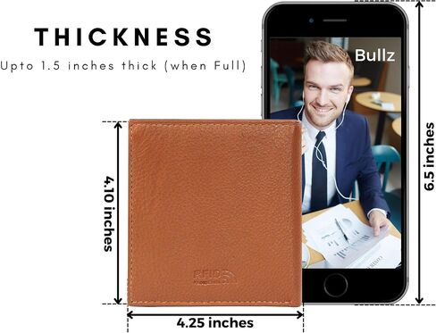RFID Security Genuine Cow leather Dual Credit Card ID Flap Bifold Mens Wallet in Saudi Arabia