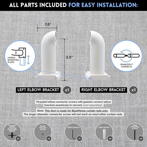 BlastHome™ Luxury French Return Room Darkening Brackets – Premium Quality, Heavy Metal – Fits Only Signature Collection Curtain Rods (Not Included) – 1 1/4" Diameter, Set of 2 – Brushed Dark Brown in Kuwait