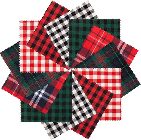 60pcs Buffalo Plaid Fabric, Christmas Cotton Fabric, 6 Styles Xmas Quilting Fabric Squares for Sewing Patchwork DIY Homemade Crafts (5.9 inches) in Kuwait