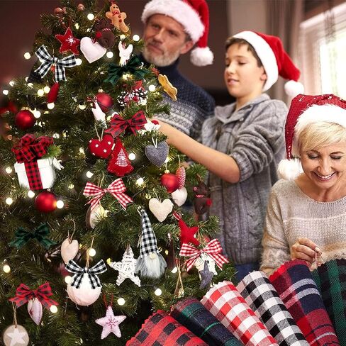 60pcs Buffalo Plaid Fabric, Christmas Cotton Fabric, 6 Styles Xmas Quilting Fabric Squares for Sewing Patchwork DIY Homemade Crafts (5.9 inches) in Kuwait