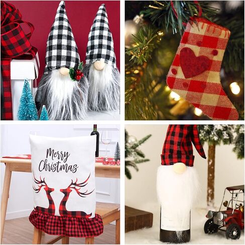 60pcs Buffalo Plaid Fabric, Christmas Cotton Fabric, 6 Styles Xmas Quilting Fabric Squares for Sewing Patchwork DIY Homemade Crafts (5.9 inches) in Kuwait