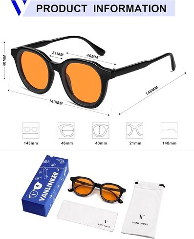 VANLINKER Retro Round Sunglasses for Men Women Vintage Circle Shades VL9829 46mm in Saudi Arabia