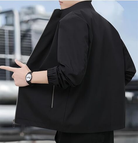 Men's Lightweight Jackets Casual Windbreaker Stylish Golf Full Zip Up Work Dress Business Varsity Jacket Waterproof in Saudi Arabia