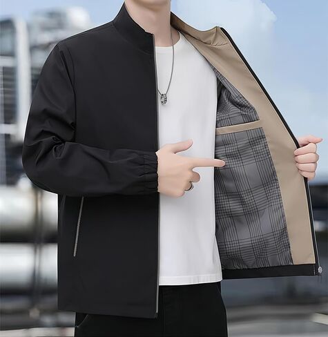 Men's Lightweight Jackets Casual Windbreaker Stylish Golf Full Zip Up Work Dress Business Varsity Jacket Waterproof in Saudi Arabia