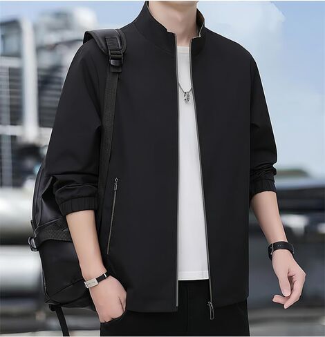 Men's Lightweight Jackets Casual Windbreaker Stylish Golf Full Zip Up Work Dress Business Varsity Jacket Waterproof in Saudi Arabia