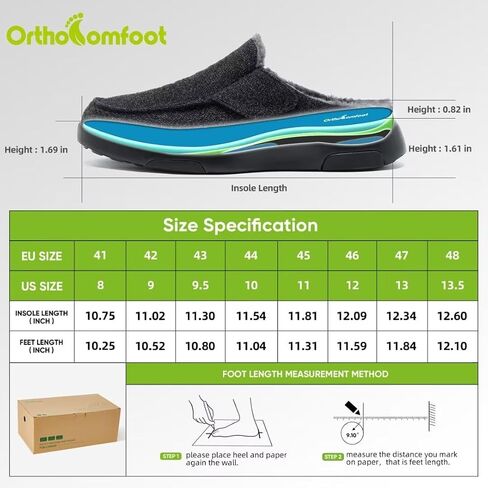 أحذية مشي رجالية من OrthoComfoot لتقويم العظام مع دعم للقوس: أحذية بدون كعب سهلة الارتداء لالتهاب اللفافة الأخمصية، قباقيب كاجوال للقدم المسطحة مزودة بخطاف وحلقة لتخفيف آلام القدم والكعب in Saudi Arabia