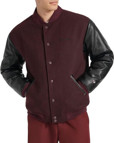 Champion Men's Letterman Varsity Bomber Jacket with Faux Leather Sleeves in Saudi Arabia