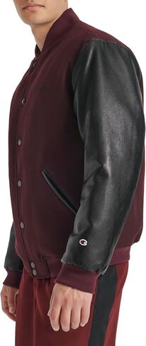Champion Men's Letterman Varsity Bomber Jacket with Faux Leather Sleeves in Saudi Arabia