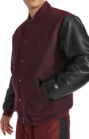 Champion Men's Letterman Varsity Bomber Jacket with Faux Leather Sleeves in Saudi Arabia
