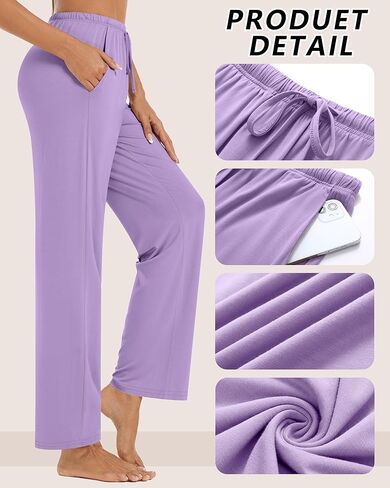 3 Pack Women's Drawstring Pajama Pants, Casual Lounge Pants with Pockets Modal Soft Pj Bottoms Comfy Sleepwear in Kuwait