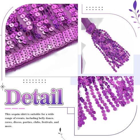 Tassel Sequin Skirt Sparkle Hip Scarf Belly Dance Skirts Boho Rave Costume Party Accessories for Women and Girls in Kuwait