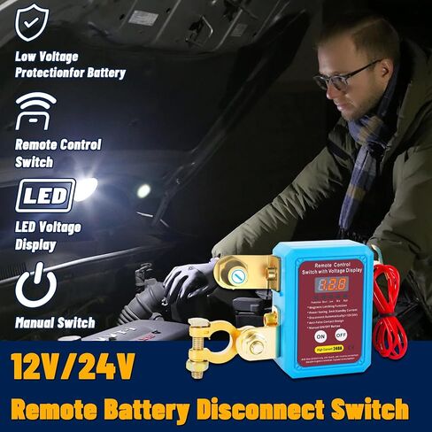 Kill Switch for Car- Manual Control Button Included, Remote Battery Disconnect Switch 12V/24V 240A, Car Battery Kill Switch Anti Theft,Suitable for Car, SUV, RV, Cargo Trucks (Black) in Saudi Arabia