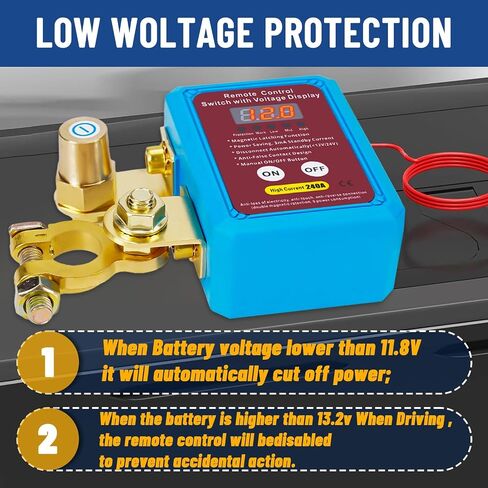 Kill Switch for Car- Manual Control Button Included, Remote Battery Disconnect Switch 12V/24V 240A, Car Battery Kill Switch Anti Theft,Suitable for Car, SUV, RV, Cargo Trucks (Black) in Saudi Arabia