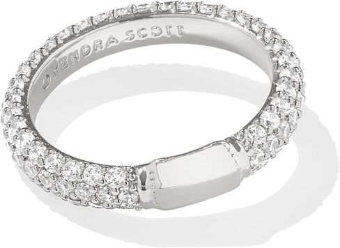 Kendra Scott Womens Emery Band Ring Silver White Crystal 7 in Saudi Arabia