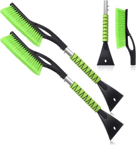 2 Pack 27" Snow Brush and Detachable Ice Scraper for Car Windshield and Window, Car Snow Scraper and Brush with Foam Grip for Cars, Trucks, SUVs, Winter Accessories(Blue) in Kuwait
