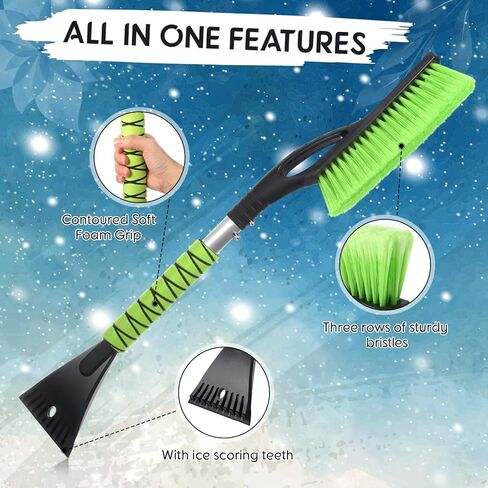 2 Pack 27" Snow Brush and Detachable Ice Scraper for Car Windshield and Window, Car Snow Scraper and Brush with Foam Grip for Cars, Trucks, SUVs, Winter Accessories(Blue) in Kuwait