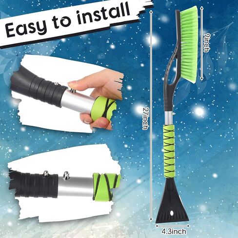 2 Pack 27" Snow Brush and Detachable Ice Scraper for Car Windshield and Window, Car Snow Scraper and Brush with Foam Grip for Cars, Trucks, SUVs, Winter Accessories(Blue) in Kuwait
