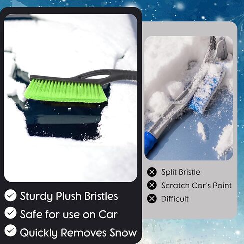 2 Pack 27" Snow Brush and Detachable Ice Scraper for Car Windshield and Window, Car Snow Scraper and Brush with Foam Grip for Cars, Trucks, SUVs, Winter Accessories(Blue) in Kuwait
