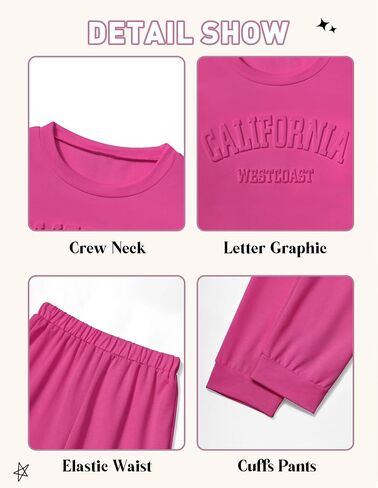 Girls Clothes Letter Graphic Crewneck Pullover Sweatshirt and Cuff Pants Sweatsuits Solid Color Clothes for Teen Girls in Saudi Arabia