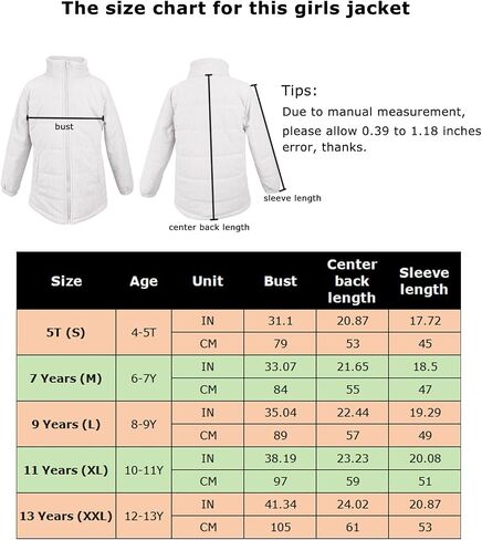 Floral Find Girls Long Sleeve Winter Jacket Coats Zip Up Stand Collar Corduroy Quilted Outerwear Jackets with Pocket in Kuwait