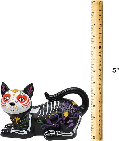 Needzo Dia De Los Muertos Figurines, Cat Day of The Dead Standing Decoration for Home, Catrina Halloween Sugar Skull Decor, 8.75 Inches in Saudi Arabia