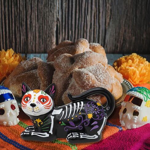 Needzo Dia De Los Muertos Figurines, Cat Day of The Dead Standing Decoration for Home, Catrina Halloween Sugar Skull Decor, 8.75 Inches in Saudi Arabia