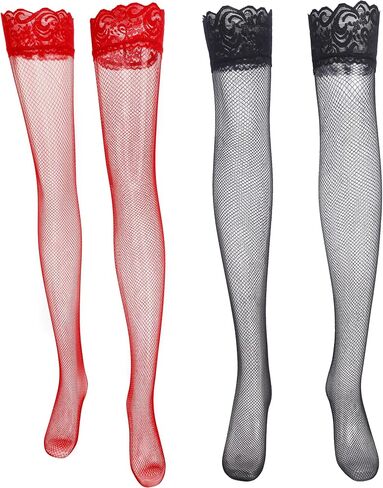 Avidlove Women's Sheer Thigh High Stockings Lace Trim Fishnet Tights Sexy Exotic Hosiery in Saudi Arabia