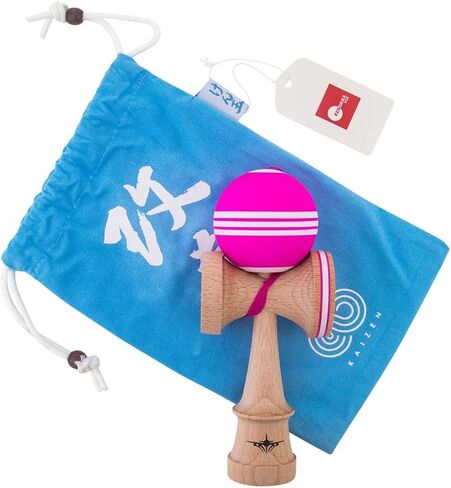 Kendama USA - Kaizen Triple Stripe Kendamas - for Players of All Levels, Carrying Bag Included (Pink & White) in Saudi Arabia