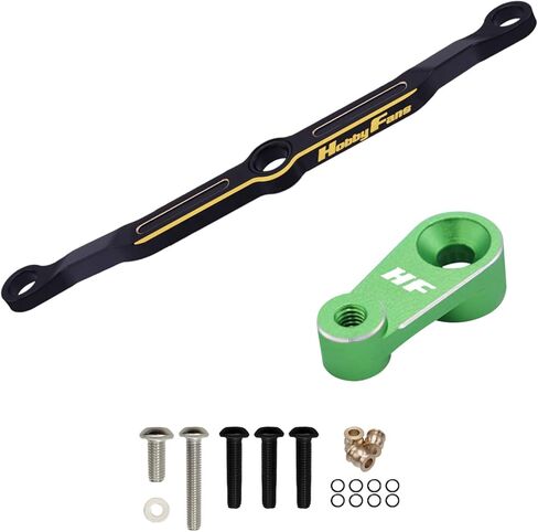 Hobby Fans Brass Steering Link and 25T Servo Horn Servo Arm with Linkage Set for TRX4M Upgrade Parts 1/18 RC Crawler Car (Green) in Saudi Arabia