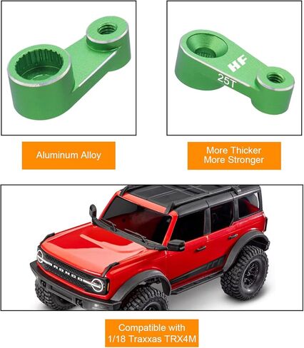 Hobby Fans Brass Steering Link and 25T Servo Horn Servo Arm with Linkage Set for TRX4M Upgrade Parts 1/18 RC Crawler Car (Green) in Saudi Arabia