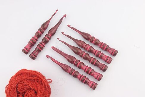 Handmade Ergonomic Wooden Crochet Hooks, (Set of 7) Crochet Hook for Arthritic Hands, Smooth and Comfortable Grip Handle, Knitting Yarn Gift for Her (Green), MEDIUM, WCH 02 in Saudi Arabia