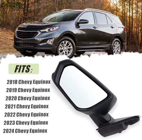 Right Passenger Side Mirror Compatible With 2018 2019 2020 2021 2022 2023 2024 Chevy Equinox With Manual Folding Power Glass Heated Matte Black Replace#84225383(5Pins) in Saudi Arabia