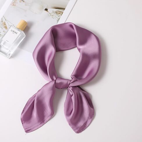 Women Satin Scarf, Chiffon Satin Hair Bandanas Square Stain Scarf Vintage Head Scarves for Women 27.5 × 27.5inch in Saudi Arabia