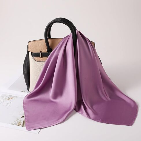 Women Satin Scarf, Chiffon Satin Hair Bandanas Square Stain Scarf Vintage Head Scarves for Women 27.5 × 27.5inch in Saudi Arabia